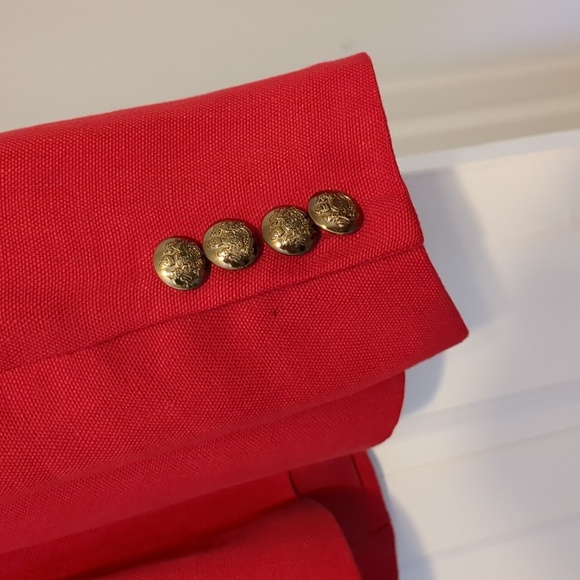 Ralph Lauren Linen Red Blazer With Gold Buttons Old Money 10 Medium - Picture 7 of 12